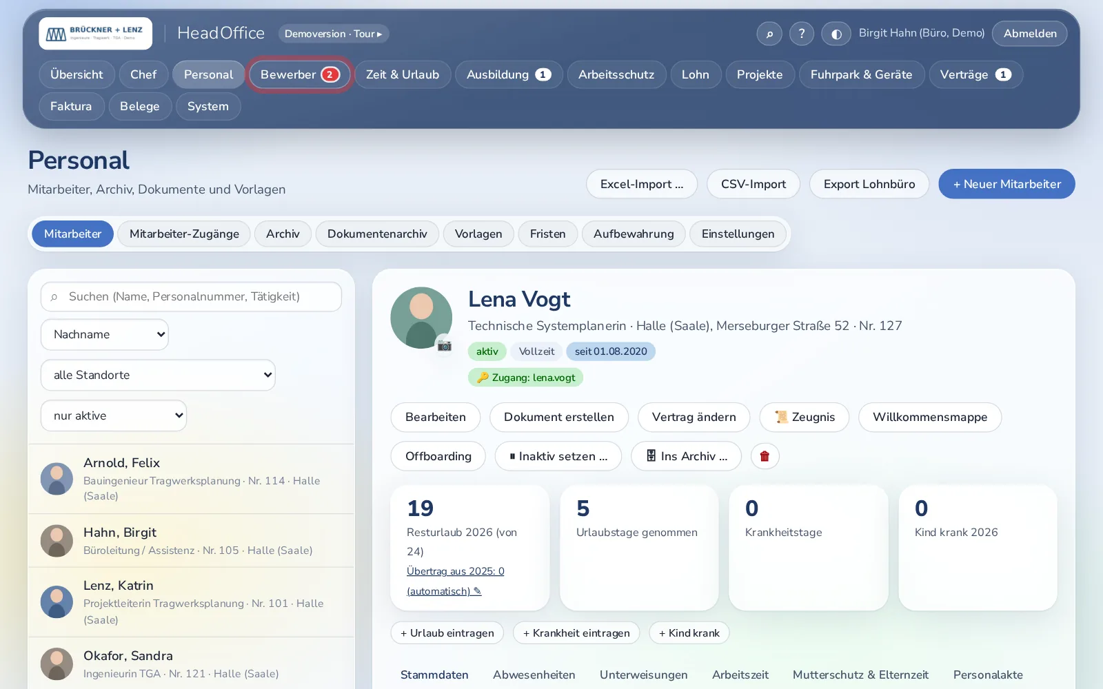 Personalakte einer Technischen Systemplanerin